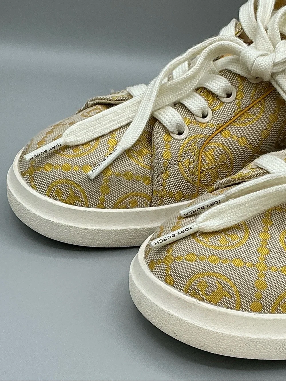 Tory Burch Howell T Monogram Goldfinch Yellow Low Top Sneakers